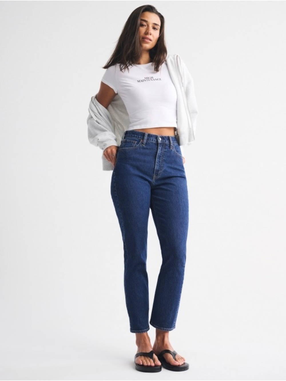 ABERCROMBIE & FITCH Curve Love Ultra High Rise Ankle Straight Leg Jeans